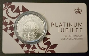 Australian Fifty 50c Cent Coin on Card - 2022 Queen Elizabeth PLATINUM JUBILEE - Picture 1 of 4