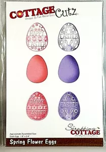 Spring Flower Eggs Easter Bunny Flowers Phrases CottageCutz Metal Die CC-421 - Picture 1 of 1
