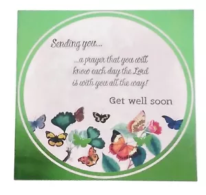 GET WELL SOON Greeting Card - Sending Prayer Handmade Square Size SALE - Picture 1 of 2
