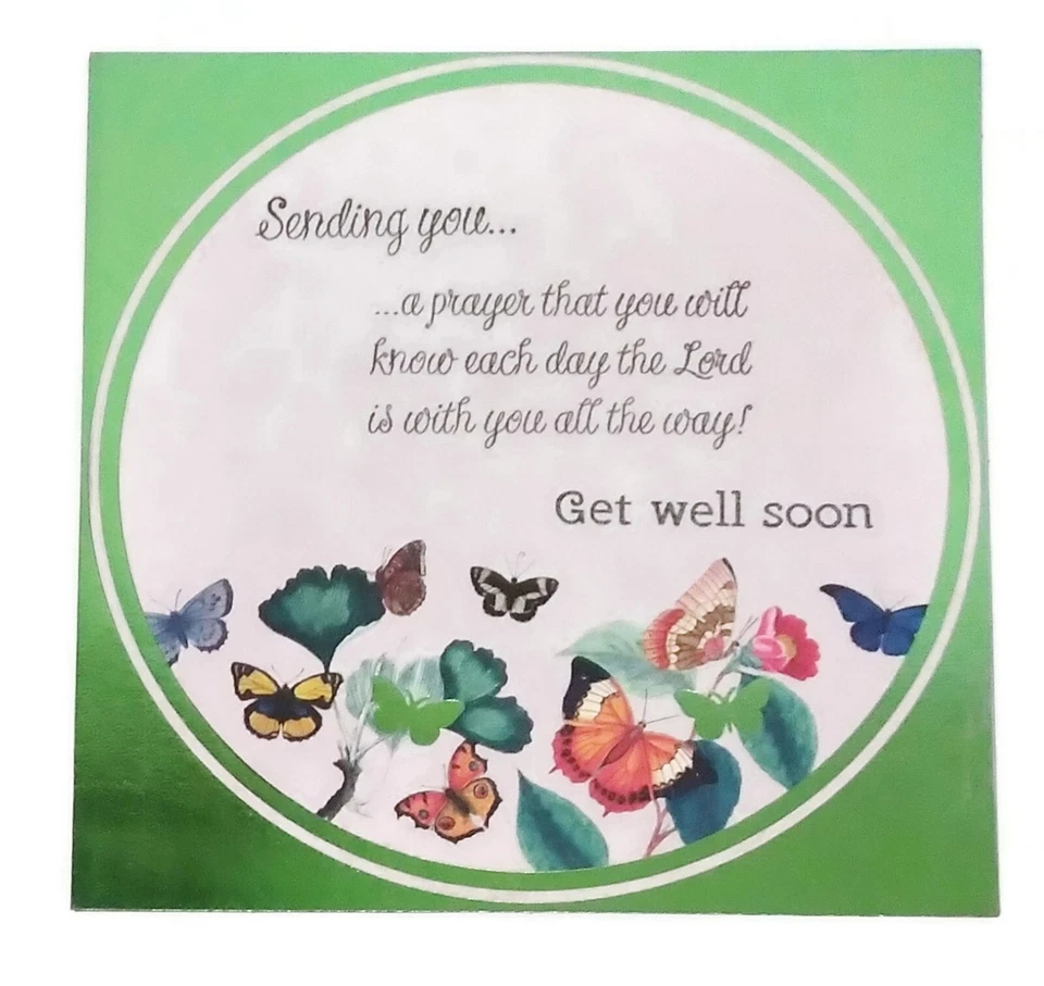 GET WELL SOON Greeting Card - Sending Prayer Handmade Square Size SALE - Image 1 of 2