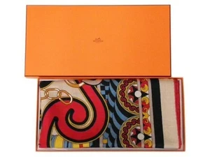 Unused w/box HERMES Carre 140 Cashmere Silk Shawl Wrap HARNAIS EN ROSACE QUIDE - Picture 1 of 11