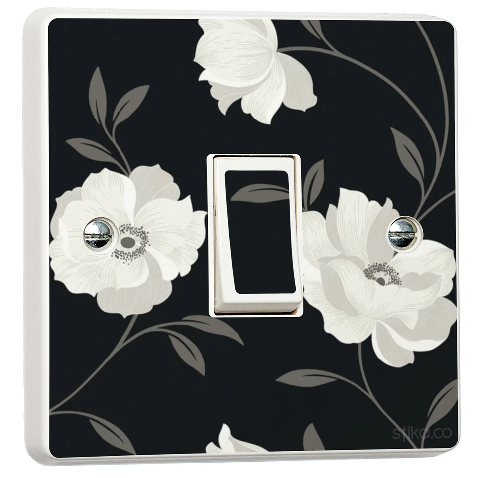 2-Pack Black Floral Arthouse Opera Charleston Light Switch Cover Vinyl Sticker - Image 1 of 1