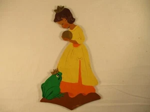 Vintage German Handmade Painted Woodcut Frog Price Princess Fairy Tale - Picture 1 of 12