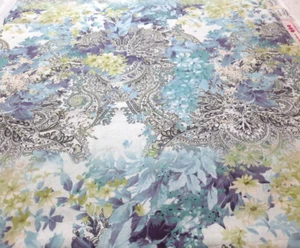 2 Yds Peacock Walk Pure Paisley RJR Studio Fabric Blue Floral & Paisley Cotton - Picture 1 of 6
