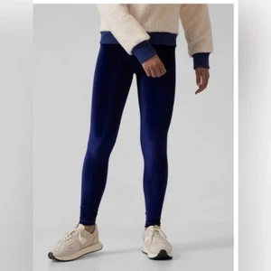 Athleta Girl High Rise Chit Chat Velvet Tight Dark Blue Navy ~ NWT ~ Size 14 - Picture 1 of 5