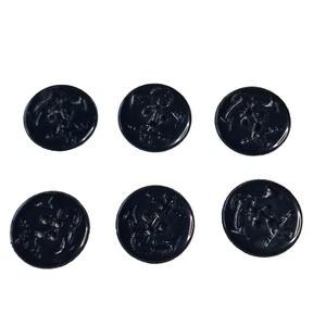 6 Black With Anchor Design Buttons 20mm 4 Hole Round Flat - Sewing Art Craft - Picture 1 of 4