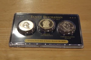 James Buchanan Presidential 3 Coin Set First Day of Issue Proof Uncirculated - Picture 1 of 2