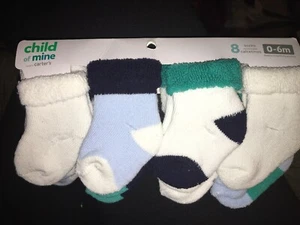Child Of Mine By Carters Boys 8 Pair 0-6M Socks - Picture 1 of 3