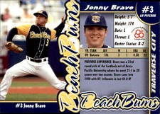 Jonny Bravo 2010 Traverse City Beach Bums #NNO Card *AutographDen*