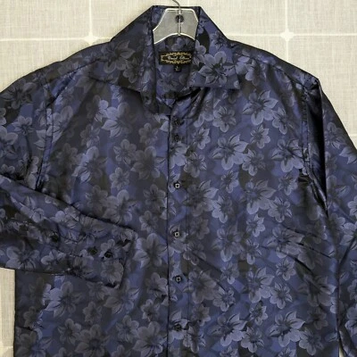 Camisa Daniel Ellissa Abotonada Para Hombre Grande 16.5 Azul Púrpura Floral Fiesta Informal Foto 1 de 4