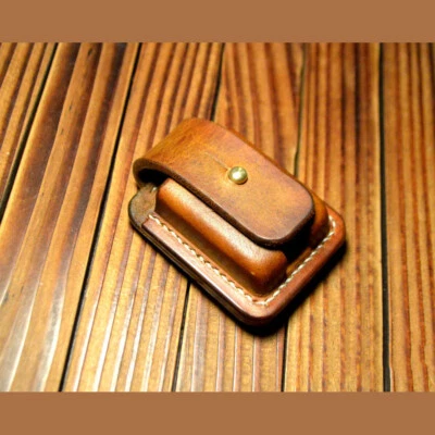 Hand Made Leather Craft Case for Zippo Lighter Full grain cowhide pouch holder
