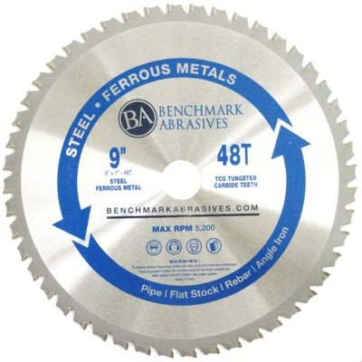 BENCHMARK ABRASIVES 9" 48 Tooth TCT Saw Blade for Steel/Metal