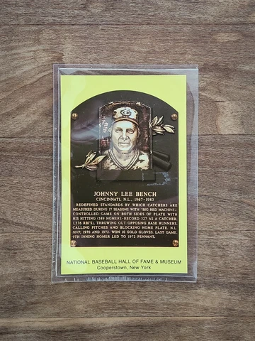 Johnny Bench Baseball Hall of Fame Postcard; Cincinnati Reds, MINT, Laminated Cover