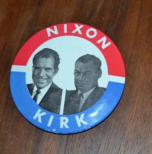 Botón Pinback Político Nixon/Kirk 3.5" De Colección Años 60 Florida - Imagen 1 de 4