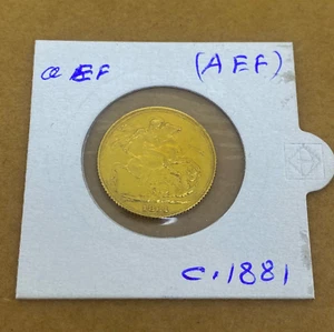 Oro 22K Soberano Australiano "Cabeza Joven" c1881 Victoriano Melbourne Casa de la Moneda aEF - Imagen 1 de 4
