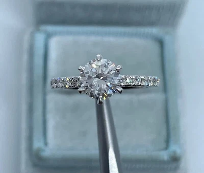 2.20Ct Round Lab-Created Diamond Solitaire Engagement Ring 14K White Gold Plated - Image 1 of 4