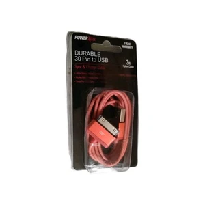 Powerxcel Durable 30 Pin to USB Charge Cable 3 ft Nylon - Zdjęcie 1 z 2