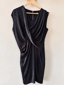 Helmut Lang Asymmetric Draped Black Dress – Size 4, Lined - Picture 1 of 11