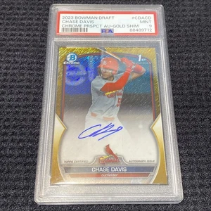 CHASE DAVIS 2023 Bowman Chrome Gold Shimmer Autograph Refractor Auto /50 PSA 9 - Picture 1 of 3