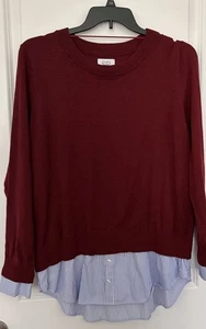 Croft & Barrow Sweater Womens Plus 1X Blue White Stripe Layered Look Shirt NWT - Picture 1 of 8