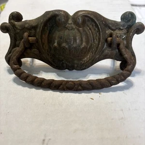 vintage / antique Ornate Fancy brass drop handle drawer pull - Picture 1 of 6