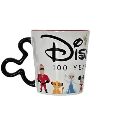 Disney 100 Years of Wonder Mug White Mickey Handle Red Interior 16oz - Image 1 of 4