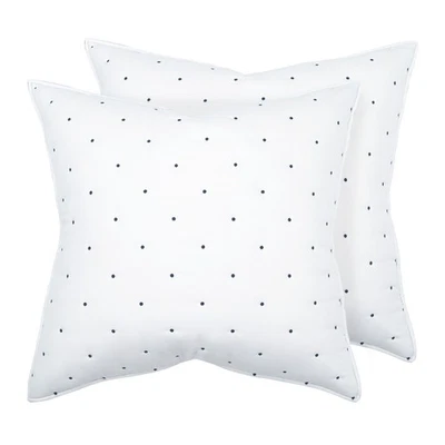 Embroidered Swiss Dot White and Navy Euro Sham Set of 2 - Levtex Home - Image 1 of 3