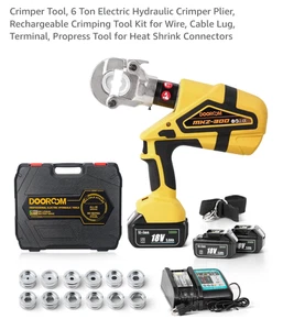 Dooroom Electric Hydraulic Cable Lug Crimping Tool D-MKZ-300 With Dies & Battery - Picture 1 of 7