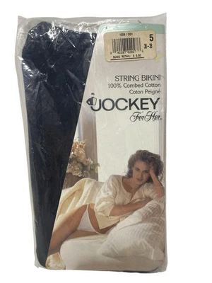 Vintage 1992 JOCKEY FOR HER Combed Cotton String BIKINI Panties 36-38 Size 5 - Image 1 of 3