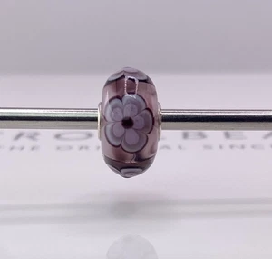 Trollbeads Purple Flower Glass Bead Retired Rare New - Picture 1 of 5
