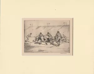 Albert R Thayer (1878-1965) FOOTBALL etching PENCIL SIGNED - Picture 1 of 2