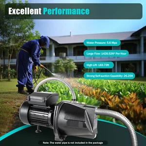 Pompa a getto per pozzi 3/4HP autoadescante pompa acqua bassa con pressostato 110V - Foto 1 di 16