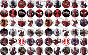 60 Precut 1" DEADPOOL Bottle cap Images Set 1 - Picture 1 of 1