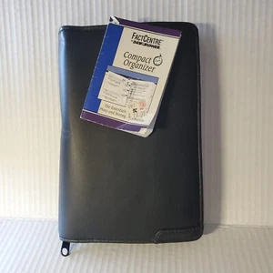 Day Runner Fact Center Compact Black Vinyl Zipper Organizer 1995 6- Ring 8" - Picture 1 of 23