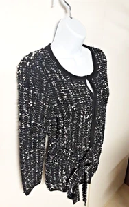 BCBG MaxAzria Damen Pullover Metallic Pailletten Schwarz Gürtel Größe Small NEU - Bild 1 von 10