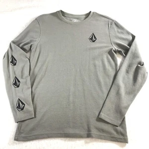 Volcom Mens T-Shirt Sz S Gray Logo Regular Fit Crew Neck Long Sleeve - Picture 1 of 9