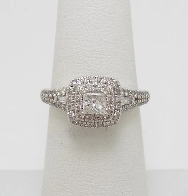 3/4CT Natural Princess Diamond Engagement Wedding Ring Bridal 14K White Gold - Image 1 of 4