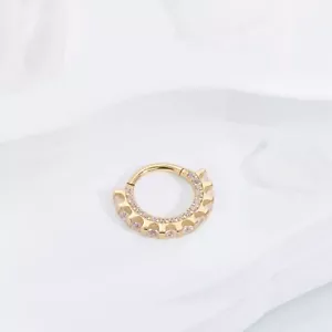 Natural Diamond Piercing Diamond Septum Earring in Gold With Moissanite  Diamond - Picture 1 of 6