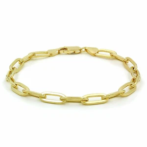 10k Yellow Gold 3mm Paperclip Chain Rolo Elongated Link Cable Bracelet Womens 7" - Picture 1 of 10
