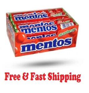 Mentos Chewy Mint Candy Roll, Strawberry, Non Melting, Party, 14 Pieces, 15-Pack