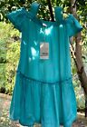 A Beautiful Sky Blue Monsoon Dress With Silver Lines - New  With Tags