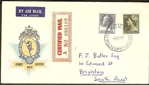 Australia 1957 QEII Queen Elizabeth 10d Blue HERMES FDC Certified Mail Cover - Picture 1 of 2