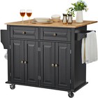 Drop Leaf Kitchen Island Cart Rolling Storage Cabinet w/ Spice Towel Rack