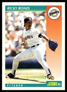 1992 Score Missing Prospect Banner on Front #758A Ricky Bones San Diego Padres - Picture 1 of 2