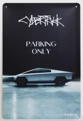 全新 特斯拉 网络卡车 停车标志 Elon 电动 8"x12" 金属车库 Cypherpunk — 第 1/2 张图片