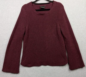Jeanswest Jumper Womens M Maroon Purple Chunky Knit Bell Sleeves Pullover Ladies - Picture 1 of 11