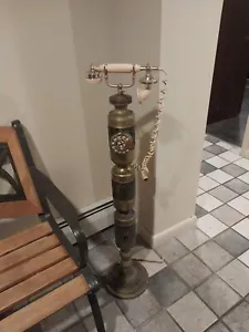 Hollywood Brass Standing Hotel Floor Style Rotary Dial Phone Old Rotary Phone - Picture 1 of 17