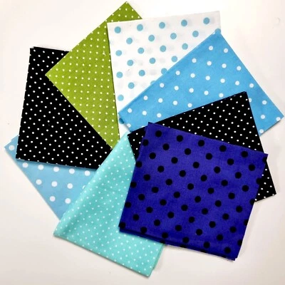 Fat Quarter Bundle Polka Dots Fabric 100% Cotton Randomly Assorted Colours - Image 1 of 2