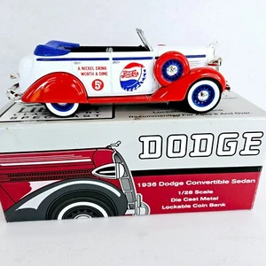 1936 Dodge Convertible Sedan Pepsi Die Cast Metal Bank 1/28 Liberty Classics - Picture 1 of 21