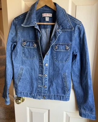 Jamaica Bay Jean Jacket Med. Biker 4 Pockets Cotton Metal Buttons - Image 1 of 4